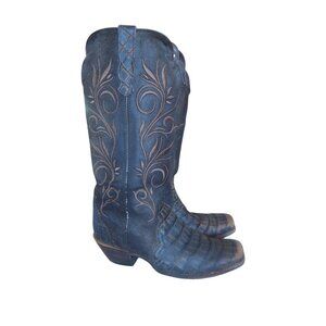 Twisted X Men's Leather Embroidered Cowboy Western Square Toe Boots Size 7 Worn